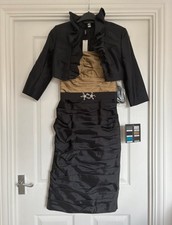 Vintage VM Collection Prom Wedding Truffle and Black Dress/Jacket BNWT Size UK 6
