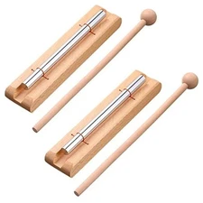  2 Set Hand Chimes for Classroom Meditation Chimes Bells Wood Color Single Tone