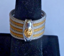 Philippe Charriol 18K Gold & Stainless-Steel Cable Ring * 3 Bands 18K * Size 7.5