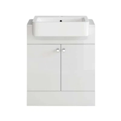 IBATHUK Bathroom Cabinet Vanity Unit Sink Basin Storage 660mm Gloss White Deep Furniture