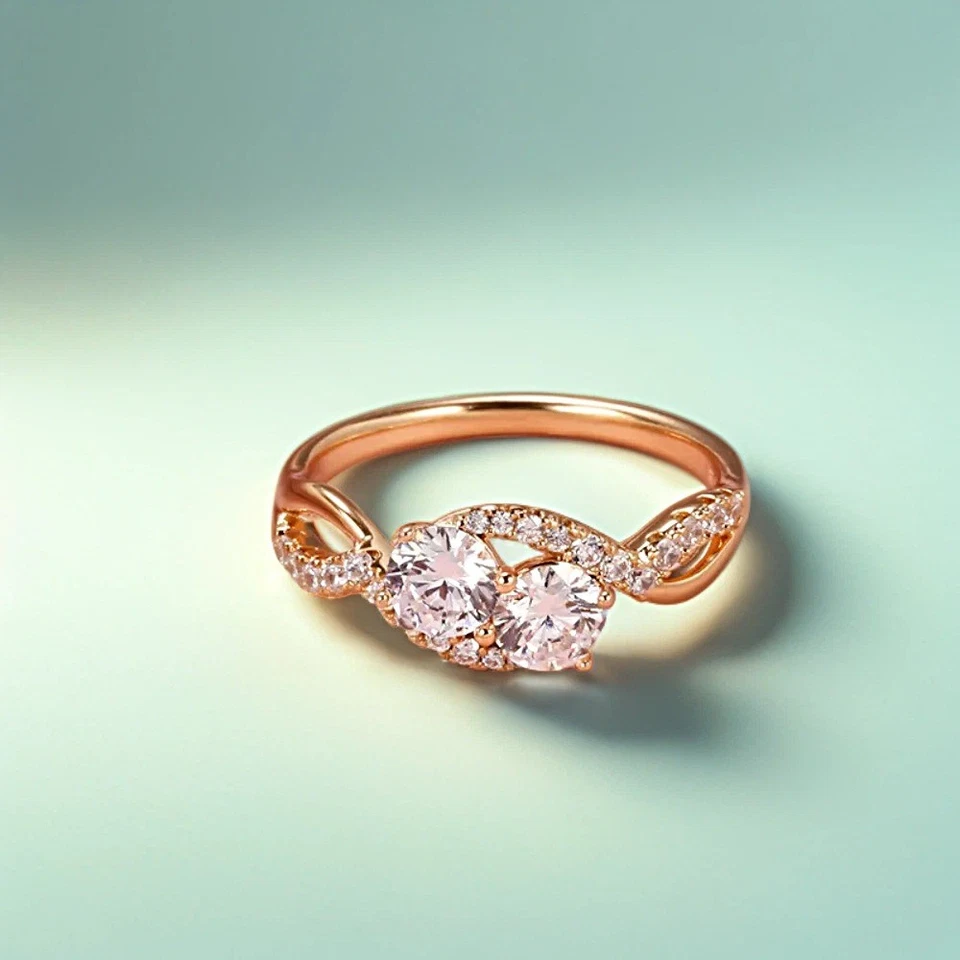 Damenring Vergoldet Rosegold Gold 585 Rolled Hochwertiger Ring - Bild 4 von 4