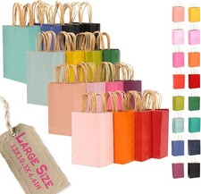 Lar Size Paper Bags with Handles -13"x10.3" Kraft Small Party