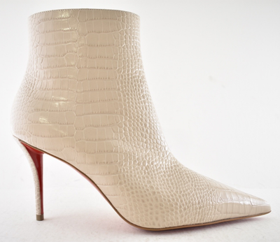 Christian Louboutin Miss Z Booty 80 Pearl Beige Croc Short Ankle