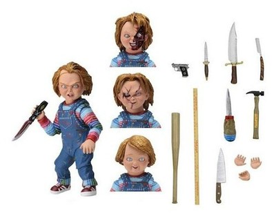 Ultimate Chucky Figur 4 vier! Köpfe Zubehör Waffen beweglich Collectors Edition