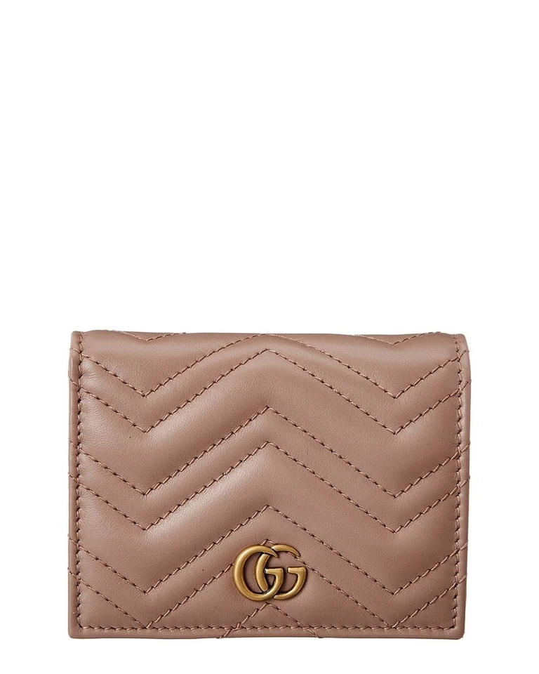 Estuche para tarjetas de cuero rosa Gucci Gg Marmont para mujer