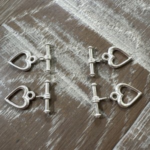4 Sterling Silver 925 Heart Toggle Clasps Jewelry Finding Bracelet Necklace