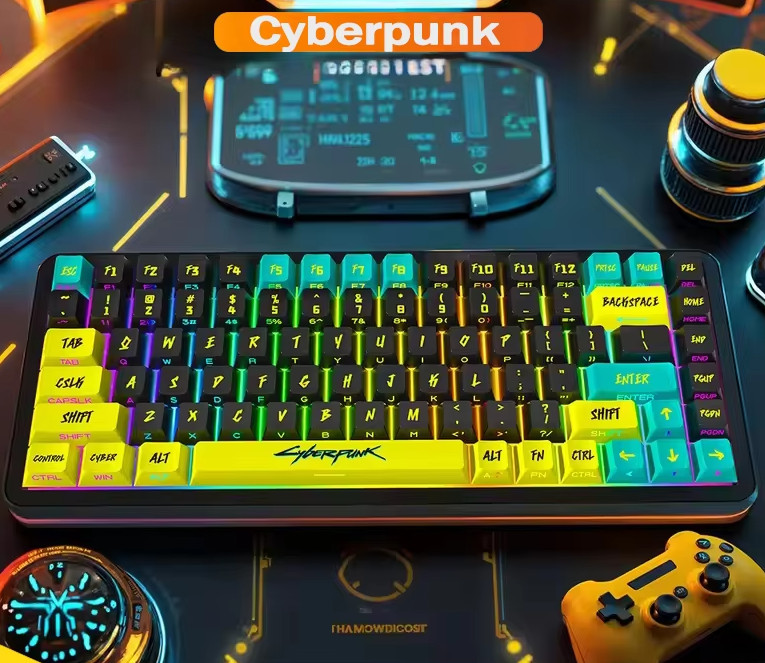 Cyberpunk 129 Keys PBT Keycaps Cherry Profile Side Engraved Translucent Keycaps