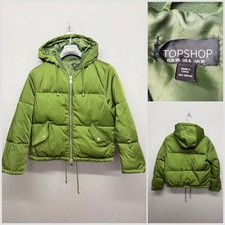 TOPSHOP Women's Green Cropped Hooded Puffer Jacket UK 10 EUR 38