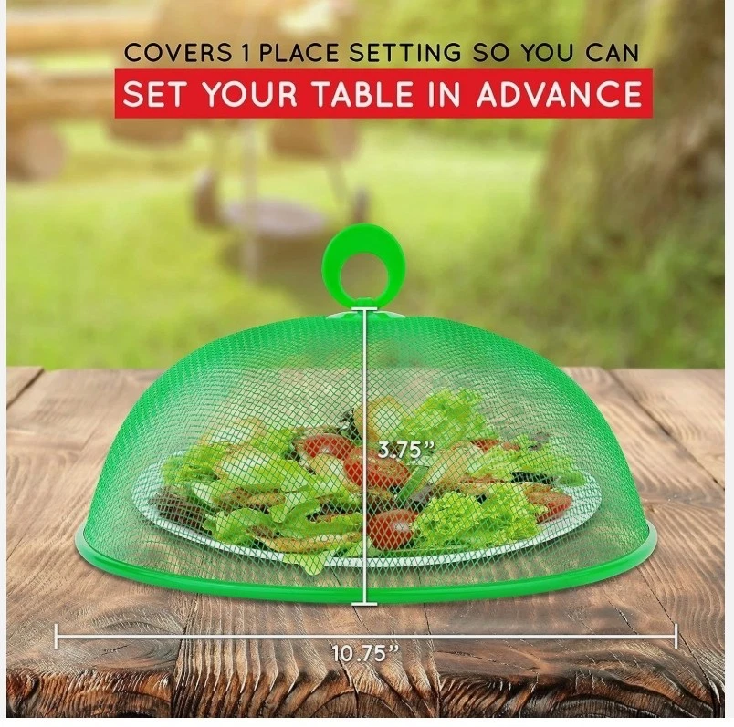 Pantalla de malla metálica cubierta de alimentos paraguas de tienda, 10,75 pulgadas (paquete de 3, verde azul rojo) Foto 3 de 4