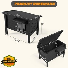 Outdoor Insulated Cat House, Feral Shelter Large Solid Wood Foam
