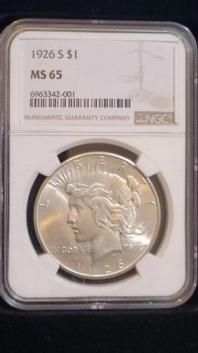 1926-S Peace Dollar.       NGC  MS65