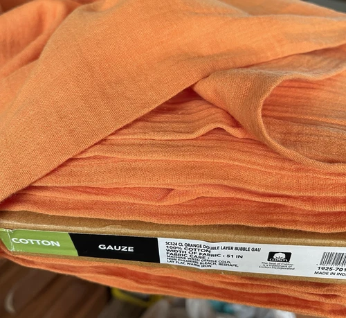 100% Cotton Gauze Orange Double Layer Bubble Fabric 1 yd x 51" New - product listing photo