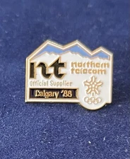1988 CALGARY OLYMPIC GAMES PIN BADGE/NORTHERN TELECOM/OFFICIAL SUPPLIER/ SPONSOR