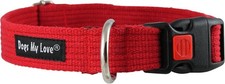Soft Cotton Web Adjustable Dog Collar with Locking Device 4 Sizes Red
