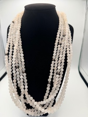 Jay King DTR 925 Sterling Multi Strand Rose Quartz Bead Torsade Necklace Mine Fi