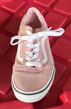VANS Old Skool Women's Pink White Canvas Low Top Lace Up Sneaker Rubber Sole