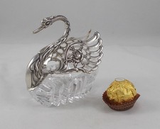 *RAR* Elegante gro&szlig;e Pralinenschale Schwan in 830er Silber Finnland um ca. 1980