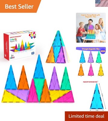 Magnetic Tiles Building Block Set: 16PCS Isosceles Triangle Expansion Pack Co...