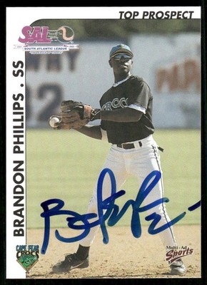 2000 Cape Fear Crocs BRANDON PHILLIPS Signed Card autograph auto EXPOS INDIANS
