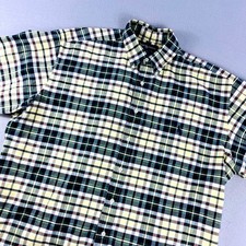 Vintage 90s Ralph Lauren Big Shirt Plaid Button Down Short Sleeve L Oversized