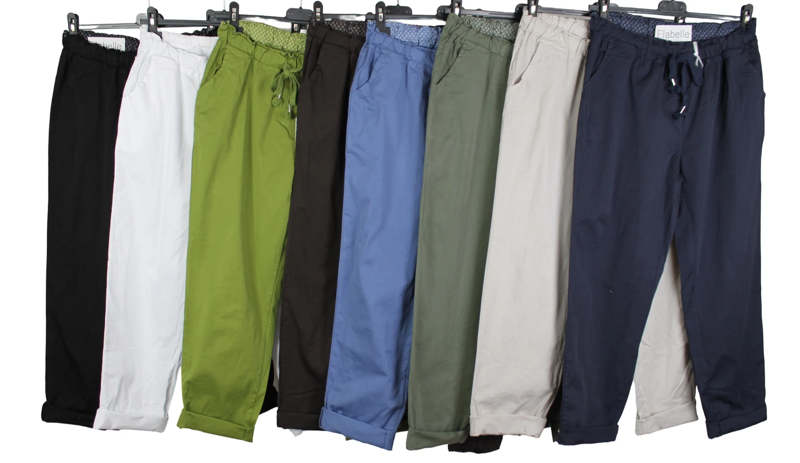 NEW SUMMER LADIES ITALIAN PLAIN COMFY LIGHTWEIGHT POCKET COTTON TROUSERS PANTS