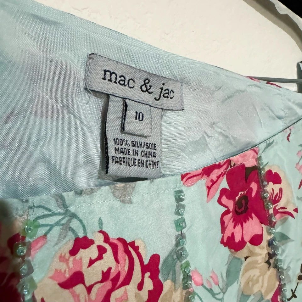 Falda 100% Seda Con Cuentas Talla 10 Multi Floral Y2K Hada Caprichosa Fiesta Mac & Jac Foto 3 de 4