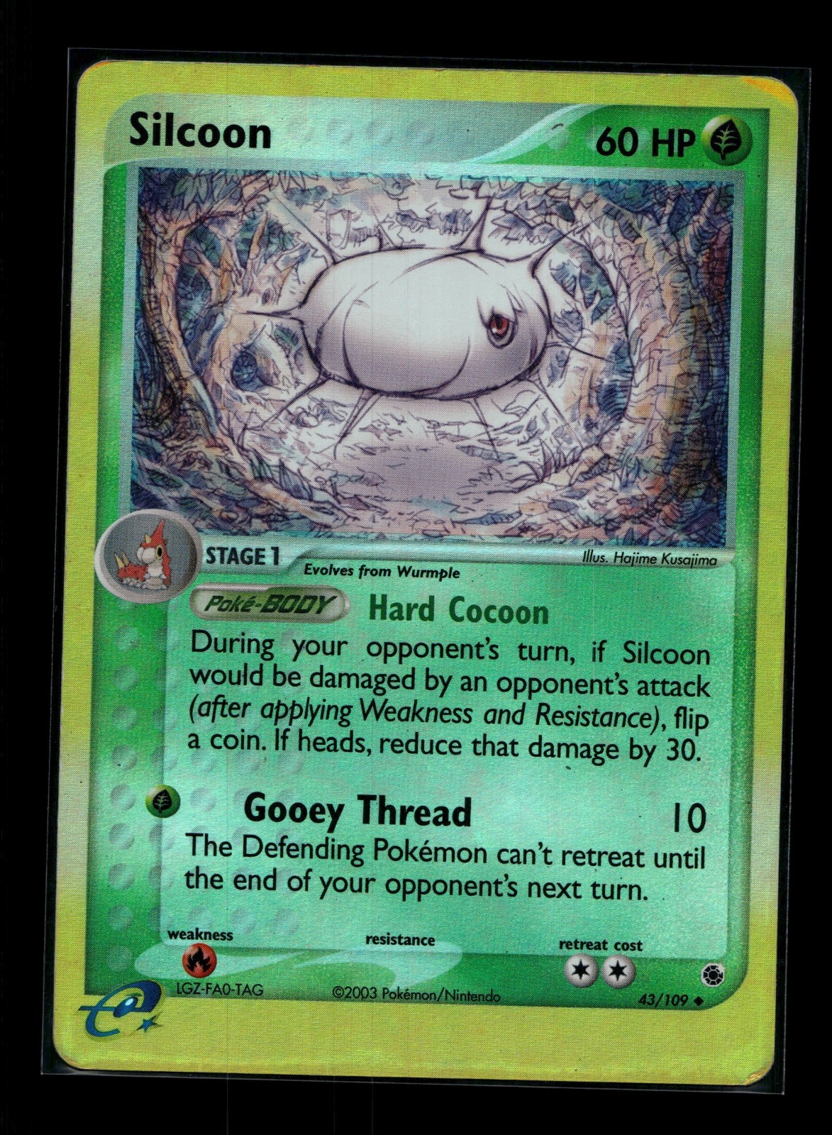 Silcoon 43/109 Ruby and Sapphire Reverse Holo Pokemon Tcg LP
