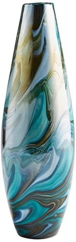 Chalcedony Medium 15 3/4" High Multi-Color Blue Glass Vase - Picture 1 of 3