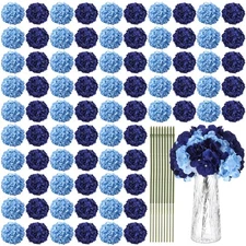 100 Pcs Artificial Hydrangea Flowers Hydrangea Flower Heads with Stems Silk F...