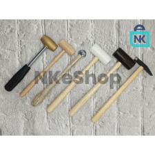 Set of 6 Jewelry Making Hammers Brass-Wood-Chasing-Plastic-Leather and Goldsmith