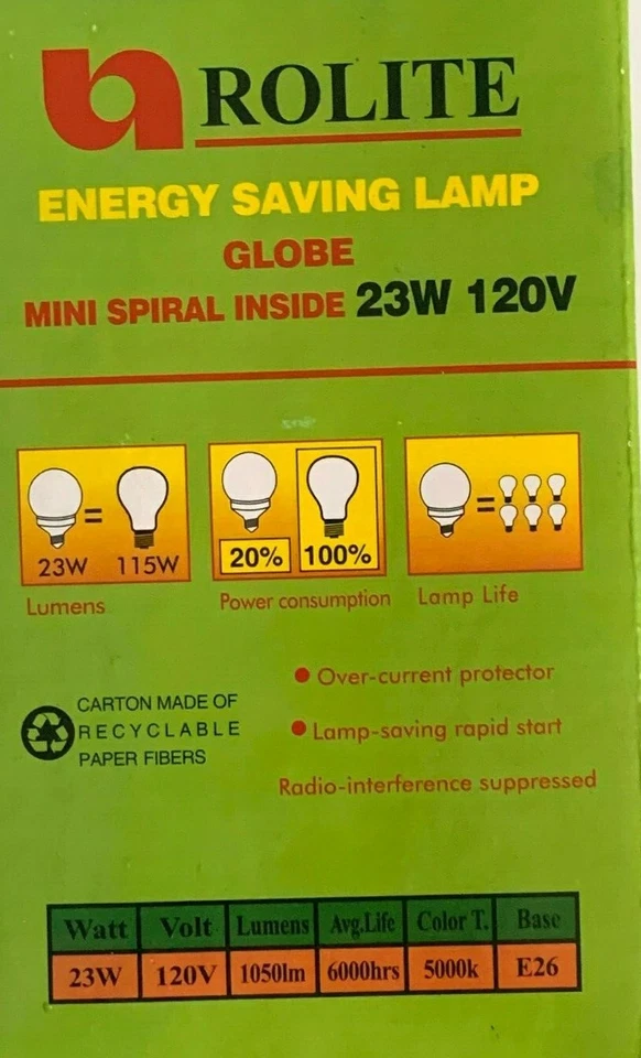 23W - 120V 5000K G30 Medium G30 Base (Daylight) (Acrylic) CFL Bulb (6 Pack) - Image 2 of 4