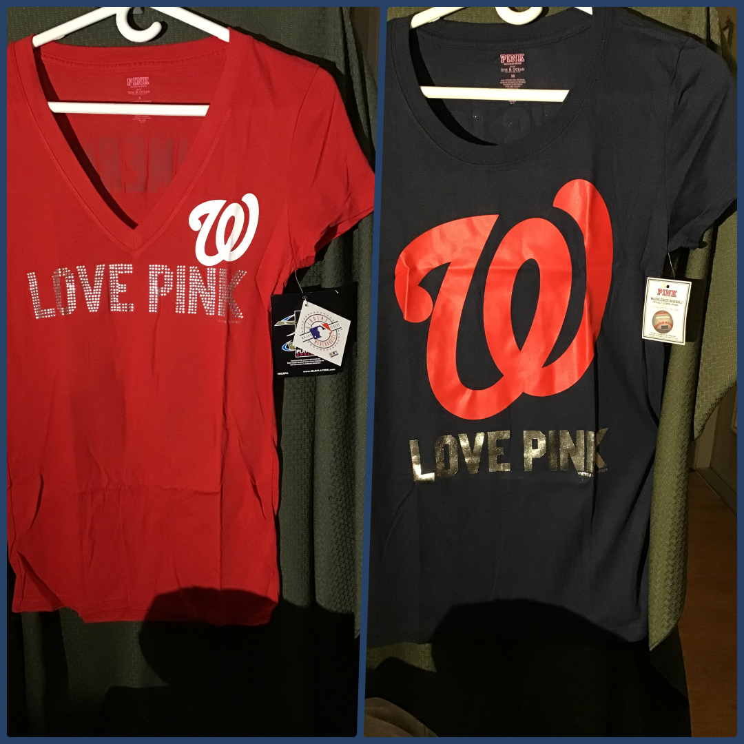 Washington Nationals T-SHIRT MLB VICTORIA'S SECRET Love Pink Tee Womens