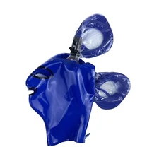 Blue Latex Hood with Ponytail Wigs Rubber Mask for Fetish Cosplay ClubWear BDSM