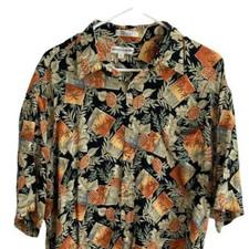 Pierre Cardin Hawaiian Short Sleeve Button Up Shirt Men s Size L 100 Ra