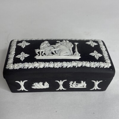 Vintage 60 s Wedgwood Black Basalt Jasperware Trinket dish