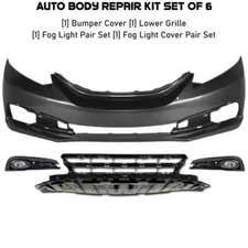 Front Bumper Cover and Lower Grille For 2013-2015 Honda Civic