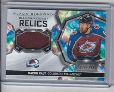 2020 2020-21 BLACK DIAMOND MARTIN KAUT RC DEBUT RELICS JERSEY 137/399 AVALANCHE