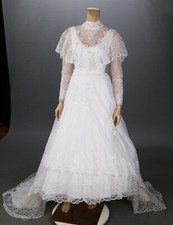 Alfred Angelo Vintage 80s White Lace High Neck Long Sleeve Wedding Dress sz 6
