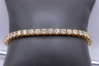 Natural Diamond Tennis Bracelet 18K Yellow Gold ~8.8ctw ~7.5  4 Prong Setting