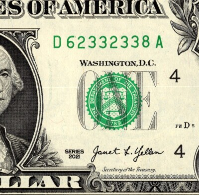 #ad Mini repeater Fancy Serial Number One Dollar Bill D62332338A $4.00