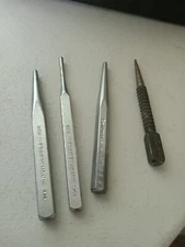 4 Metal Center Punches - 2 Craftsman, 1 S-K and 1 Unbranded