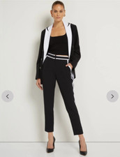 New  York  Company Mid-Rise Side-Striped Dress Pants Women's 12P Black White