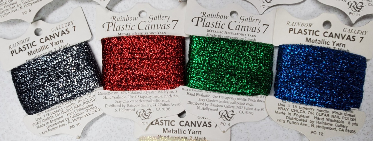 10 Rainbow Gallery Plastic Canvas 7 Metallic Needlepoint Yarn 8 Yards B