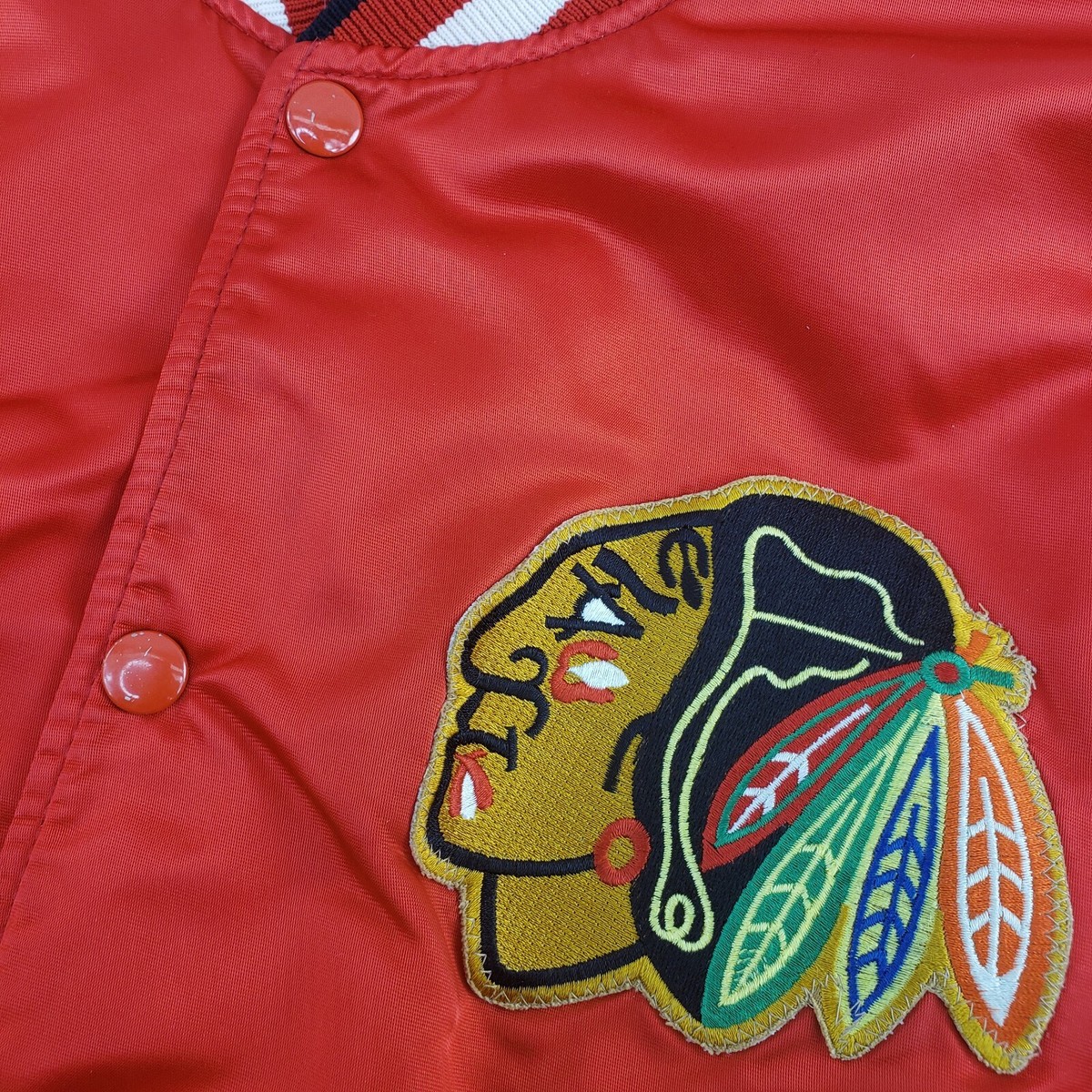 Vintage 80s Starter Chicago Blackhawks Jacket Red Satin