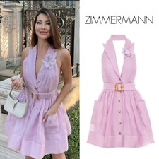 NWT $1,950 Zimmermann High Tide Tuxedo Mini Dress Lilac Pink AU1 S