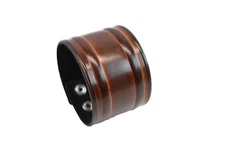 Brown Leather Bracelet 2" Wide Wrist Band Cuff