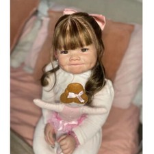 28inch Artist Finished Huge Reborn Baby Doll Hand-Rooted Hair Toddler Girl Toy
