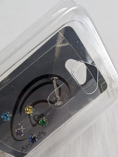 Claire's 16G/1.2mm Titanium Tragus Flat Back Changable Cubic Zirconia Stones New - Picture 7 of 7
