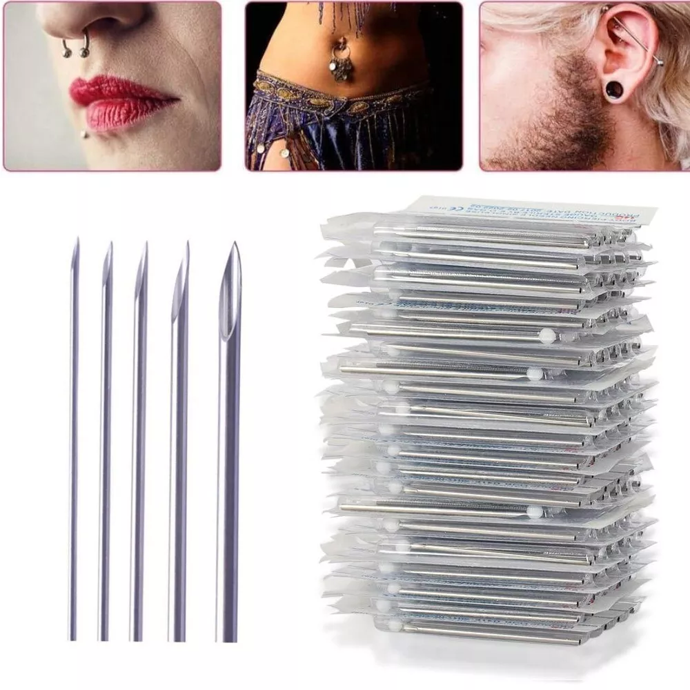 Piercing Needles - 100pcs Piercing Needles 14G Stainless Steel Needles for  Piercing Disposable Ear Nose Navel Nipple Lip Tongue Hollow Piercing Needle