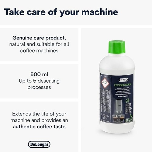 NEW DeLonghi EcoDeCalk Natural Descaler for Coffee Machines 16.90 oz SHIPS FREE - Picture 2 of 5